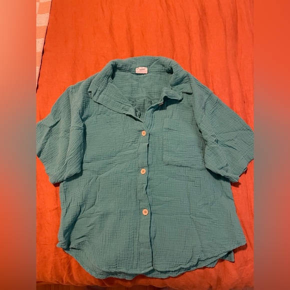 Piglet in Bed Ocean Green Cotton Gauze Pajama Set - Picture 3 of 6